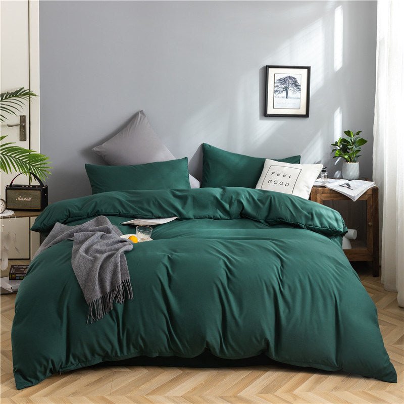 Simple Style Bedding 4 Piece Quilt Cover Sheet Pillowcase Cotton Spring Summer Autumn Winter Solid Two-color Student Dormitory - Casatrail.com