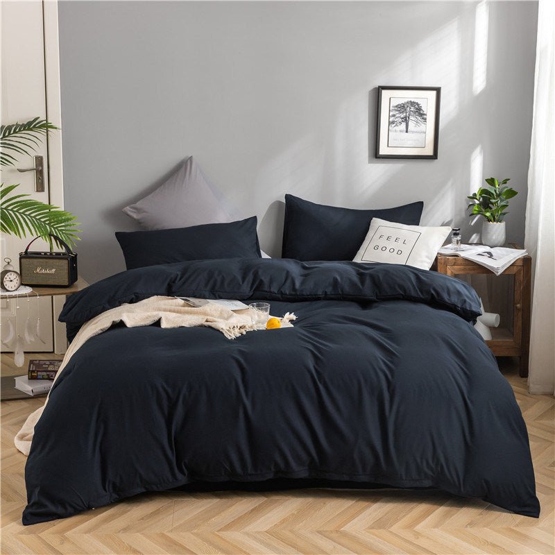 Simple Style Bedding 4 Piece Quilt Cover Sheet Pillowcase Cotton Spring Summer Autumn Winter Solid Two-color Student Dormitory - Casatrail.com