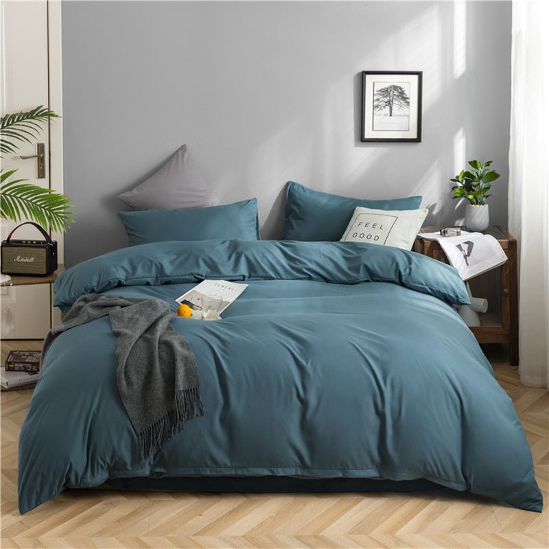 Simple Style Bedding 4 Piece Quilt Cover Sheet Pillowcase Cotton Spring Summer Autumn Winter Solid Two-color Student Dormitory - Casatrail.com