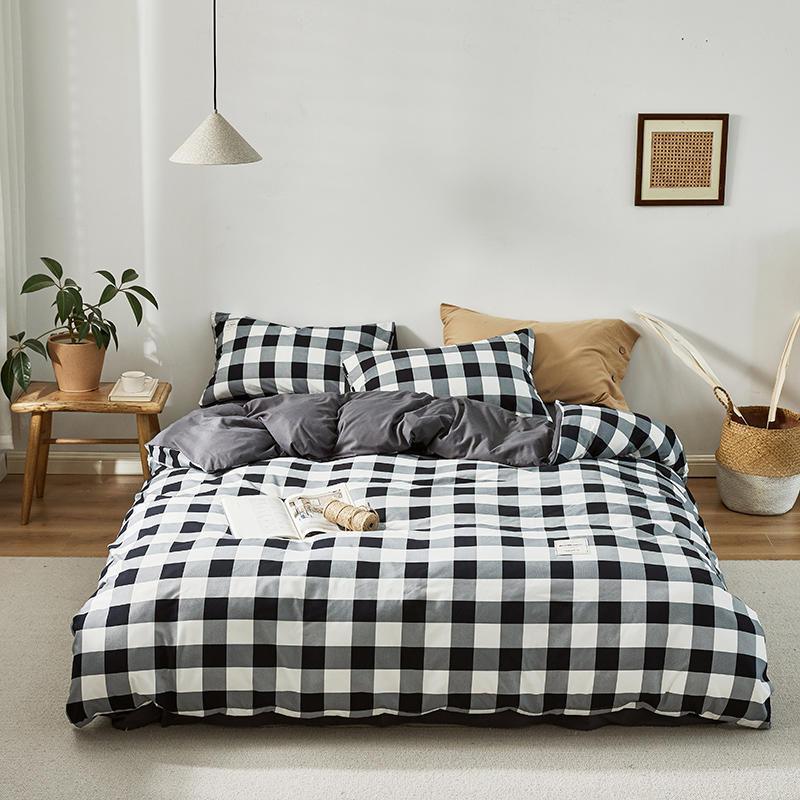 Simple Style Bedding 4 Piece Quilt Cover Sheet Pillowcase Cotton Spring Summer Autumn Winter Solid Two-color Student Dormitory - Casatrail.com