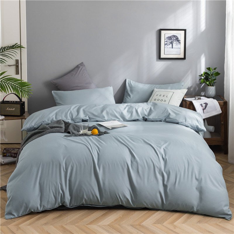 Simple Style Bedding 4 Piece Quilt Cover Sheet Pillowcase Cotton Spring Summer Autumn Winter Solid Two-color Student Dormitory - Casatrail.com