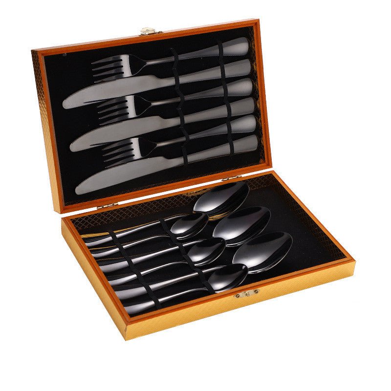 Stainless Steel Steak Cutlery Set Western Cutlery Cutlery Set Gift Box Wooden Box Cutlery - Casatrail.com