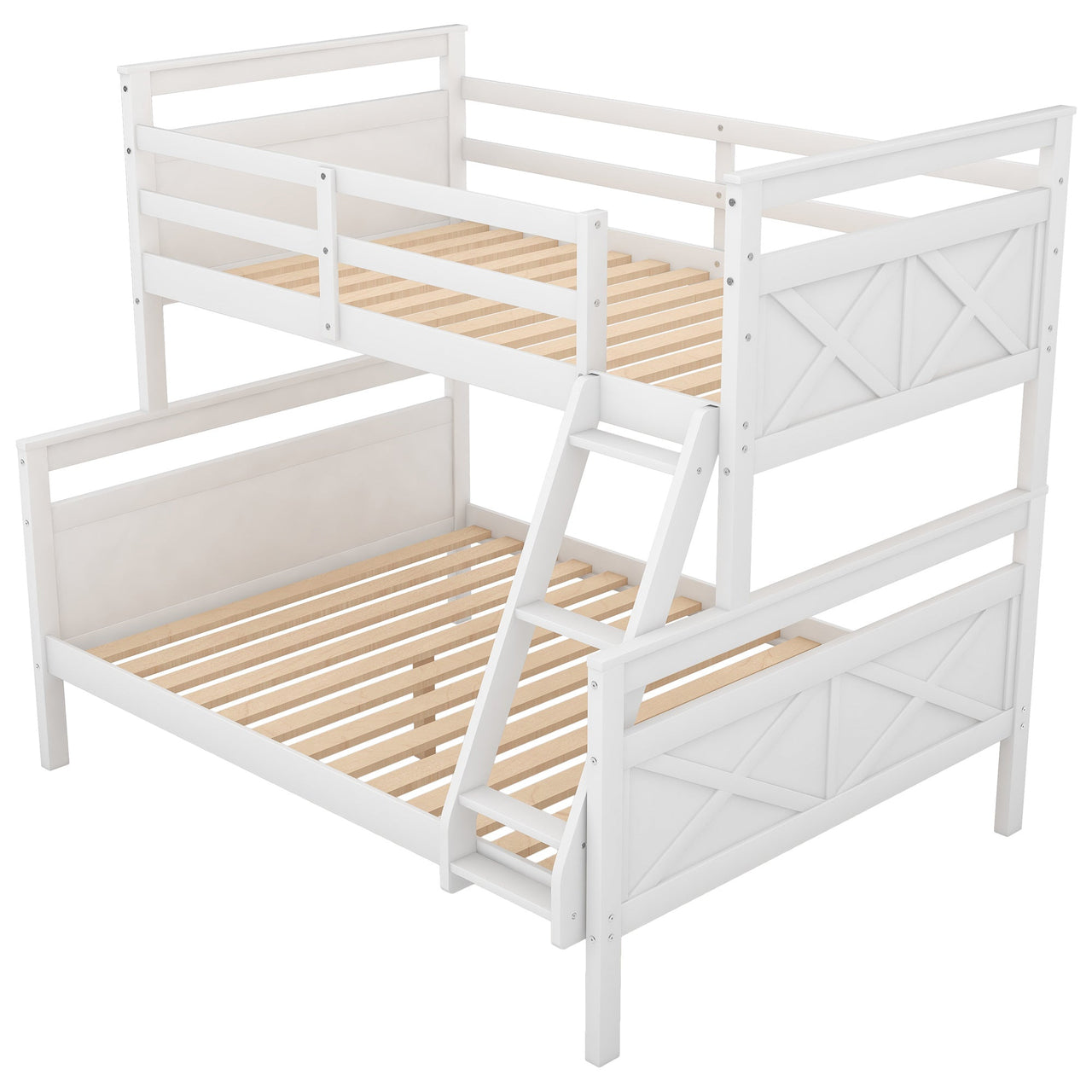 Twin over Full Bunk Bed with ladder, Safety Guardrail, Perfect for Bedroom, Gray - Casatrail.com