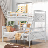 Thumbnail for Twin over Full Bunk Bed with ladder, Safety Guardrail, Perfect for Bedroom, Gray - Casatrail.com