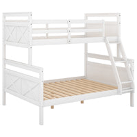 Thumbnail for Twin over Full Bunk Bed with ladder, Safety Guardrail, Perfect for Bedroom, Gray - Casatrail.com