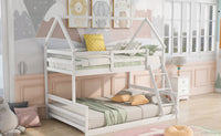 Thumbnail for Twin over Full House Bunk Bed with Built-in Ladder,Gray - Casatrail.com