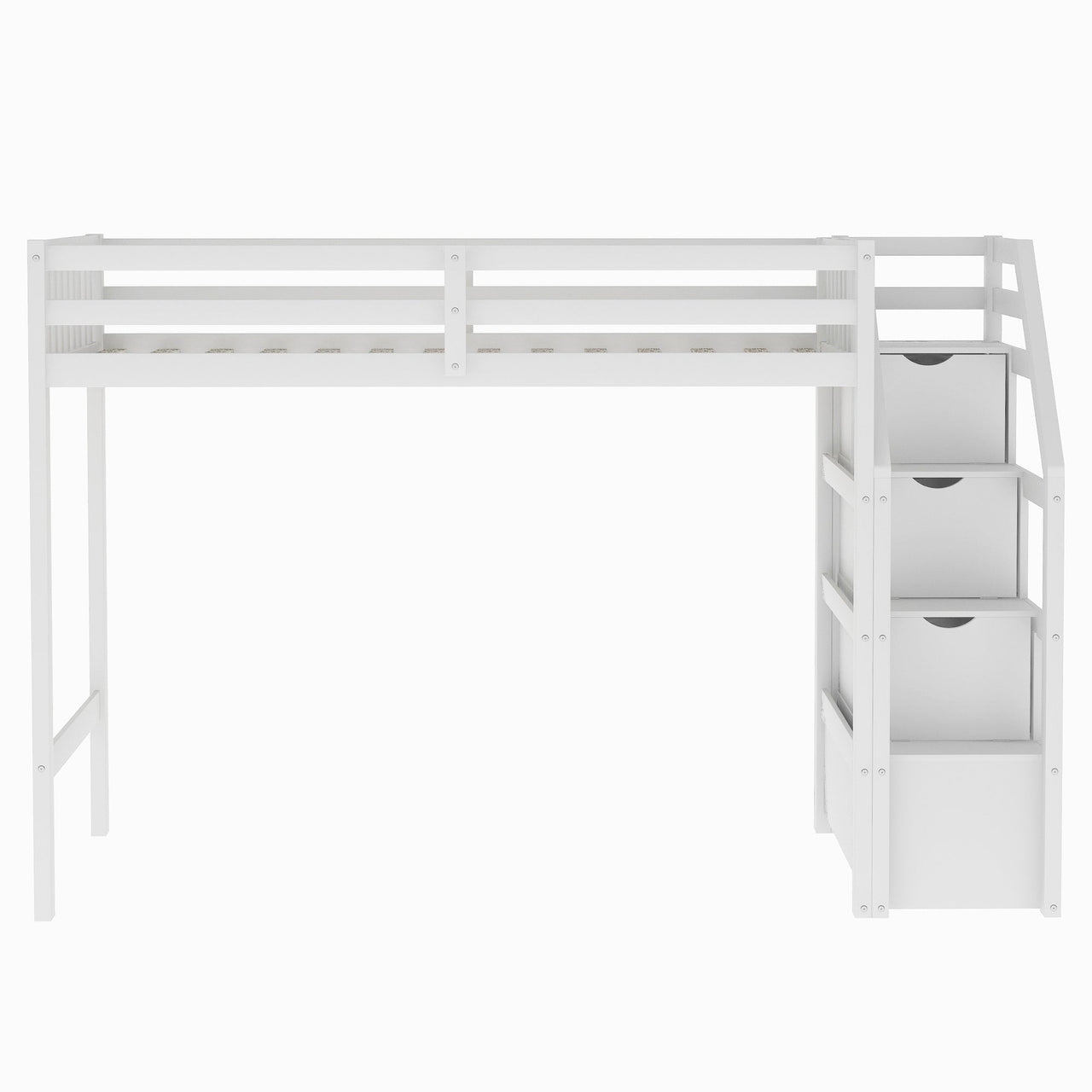 Twin over Full Loft Bed with Staircase,Gray - Casatrail.com