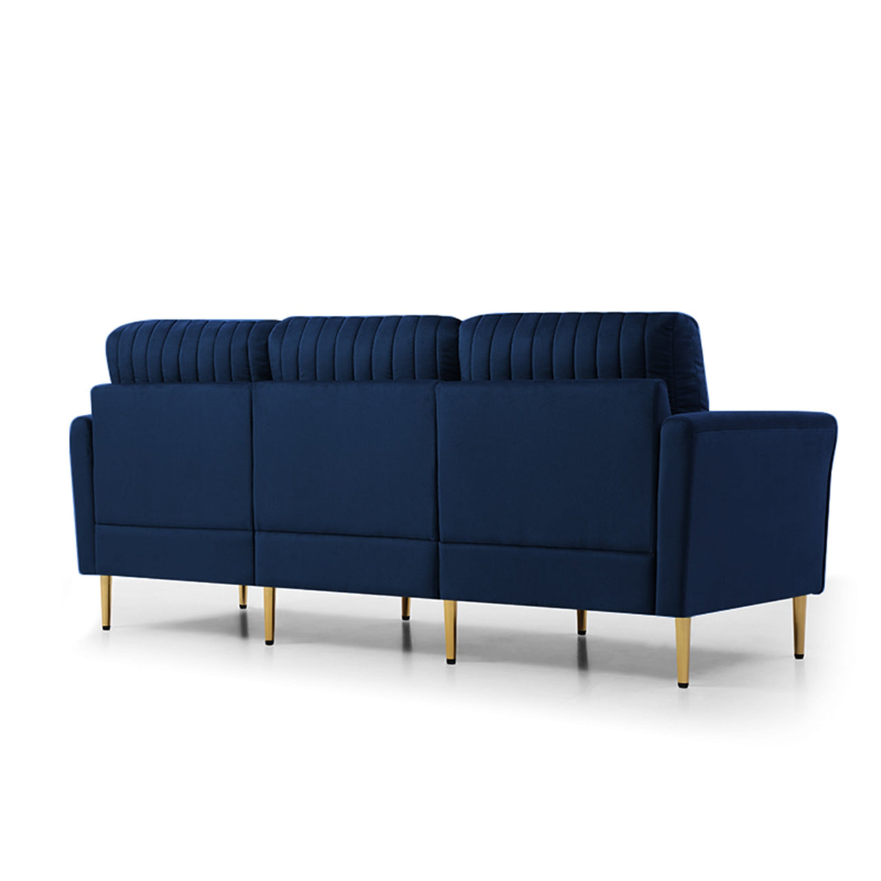Velvet Fabric Sofa Couch Set; Mid-Century 3-Seat Tufted Love Seat for Living Room; Bedroom; Office; Apartment; Dorm; Studio and Small Space; 7 Pillows Included(Navy Blue); 3+2+2 Seater - Casatrail.com